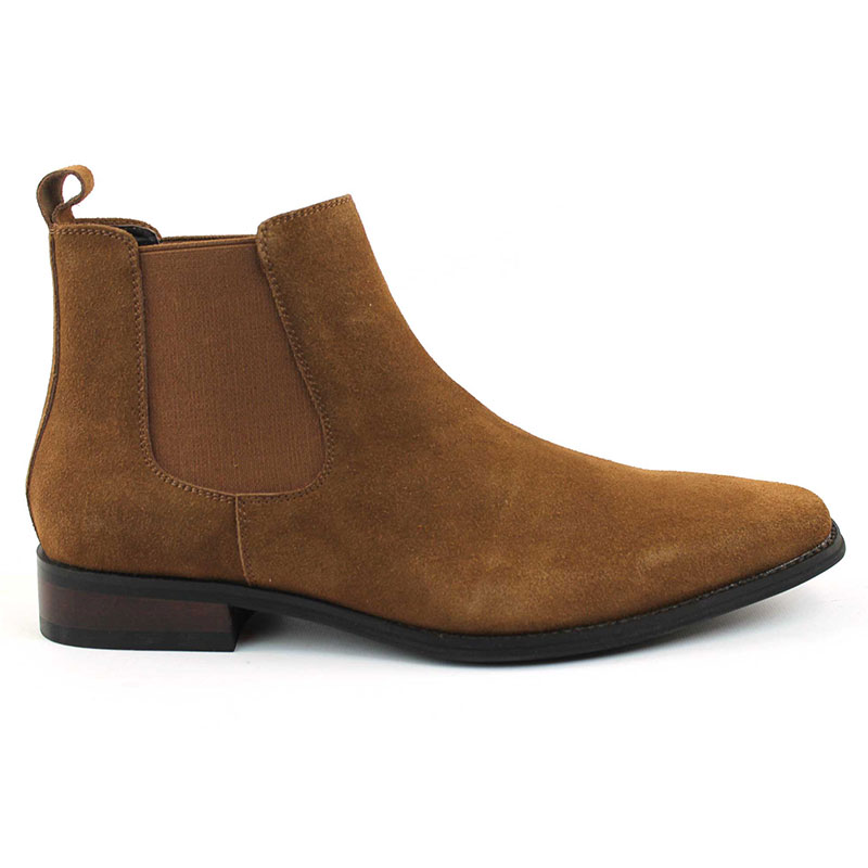 Genuine Suede Cognac Brown Chelsea Boots