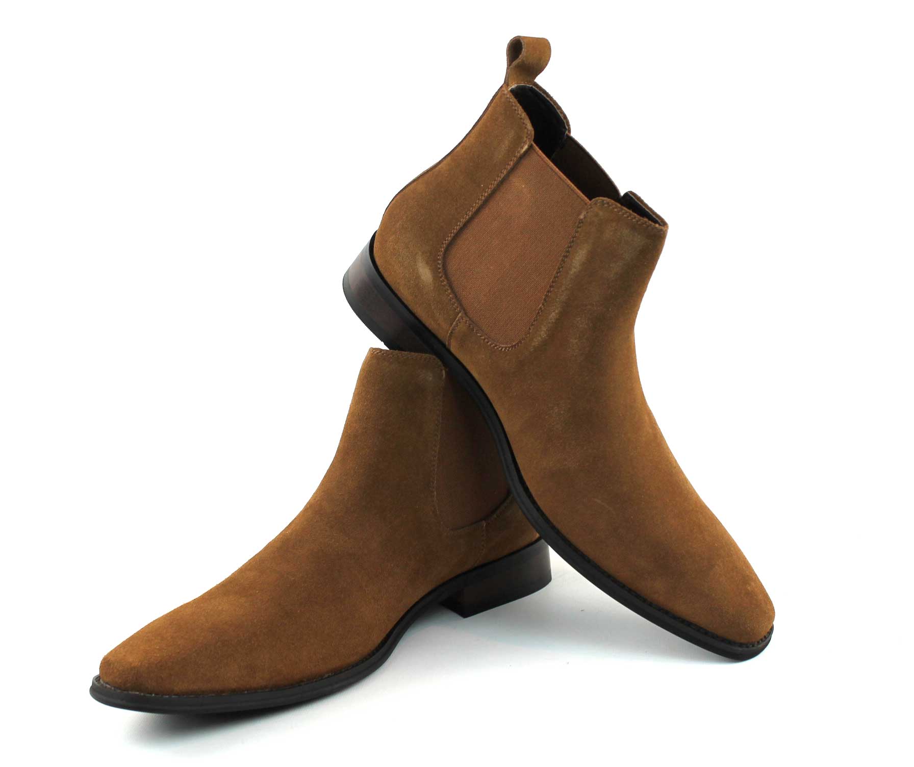 Genuine Suede Cognac Brown Chelsea Boots - Image 3