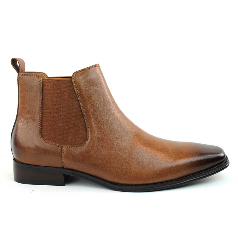 Genuine Leather Cognac Chelsea Boots