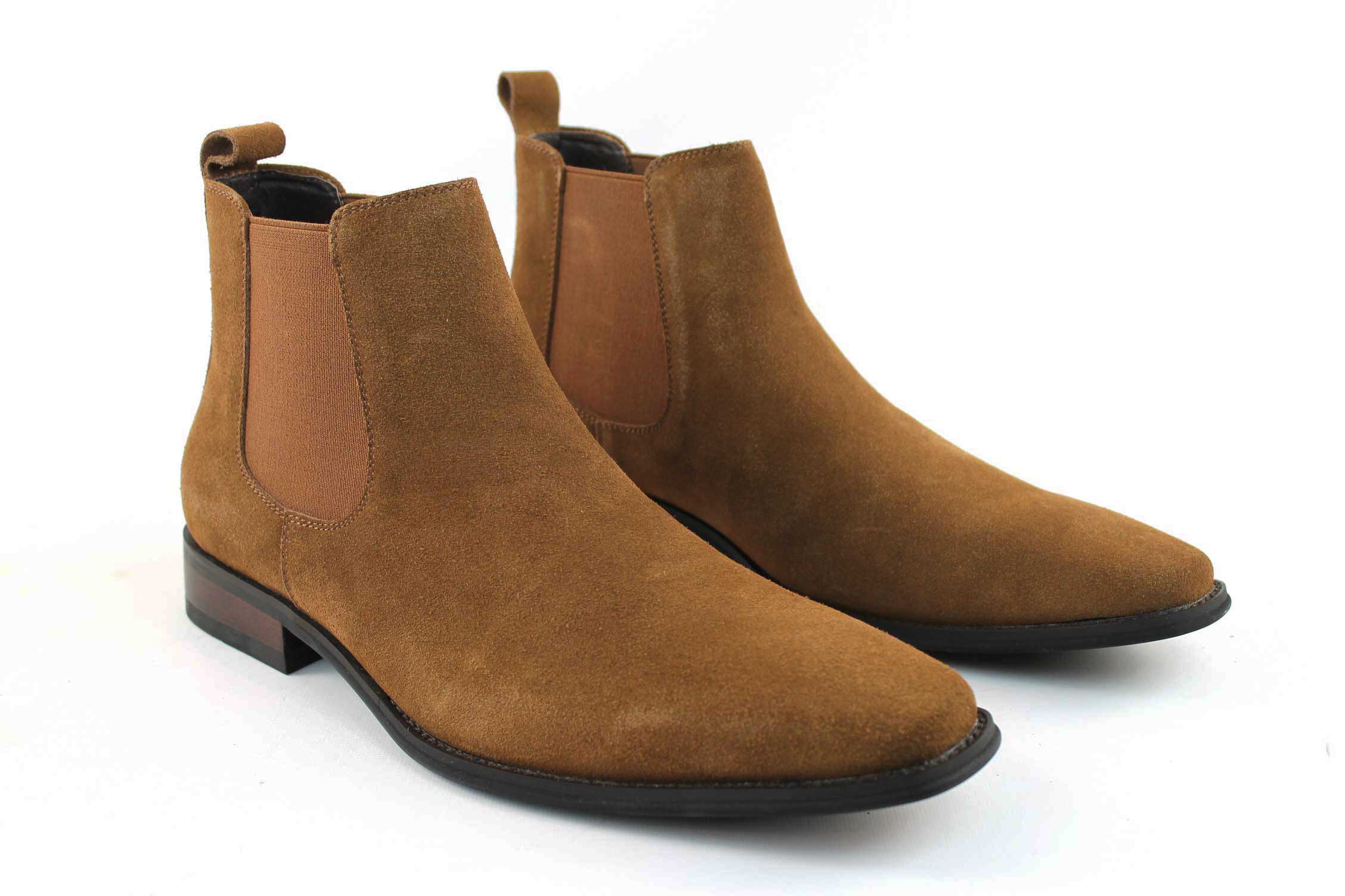 Genuine Suede Cognac Brown Chelsea Boots - Image 5