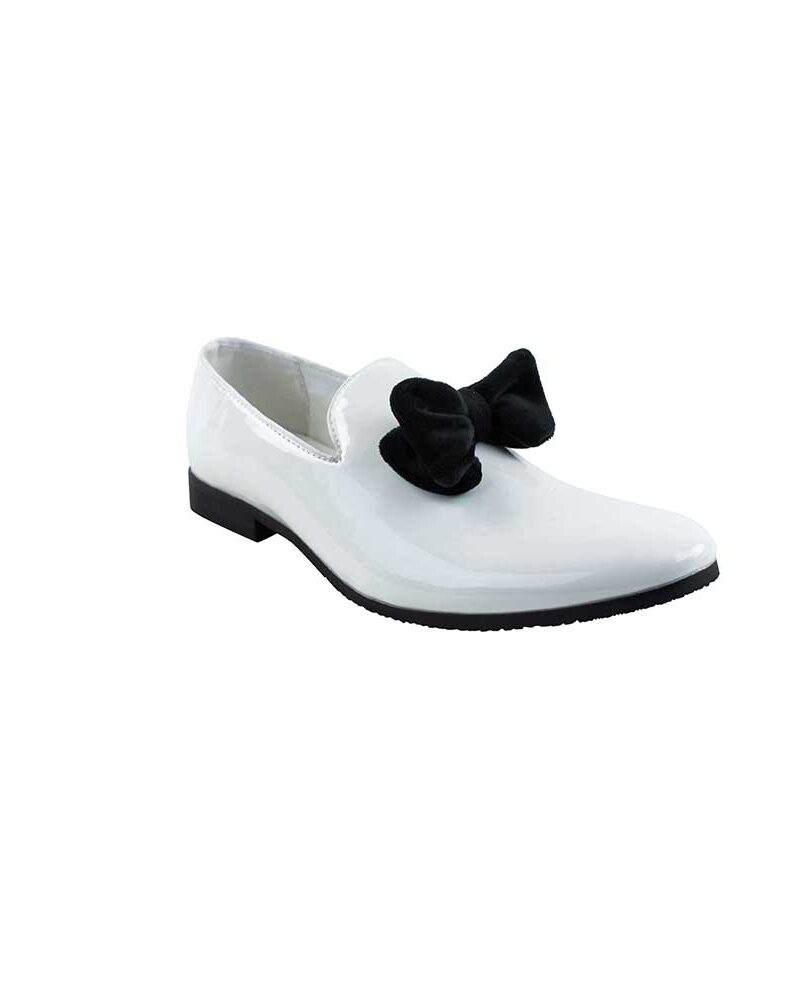 Alternative view of Slip On White Patent With Black Velvet Bow On Top Dress Shoes