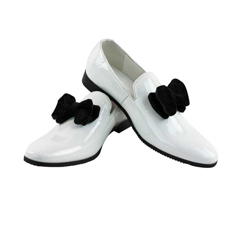 Alternative view of Slip On White Patent With Black Velvet Bow On Top Dress Shoes