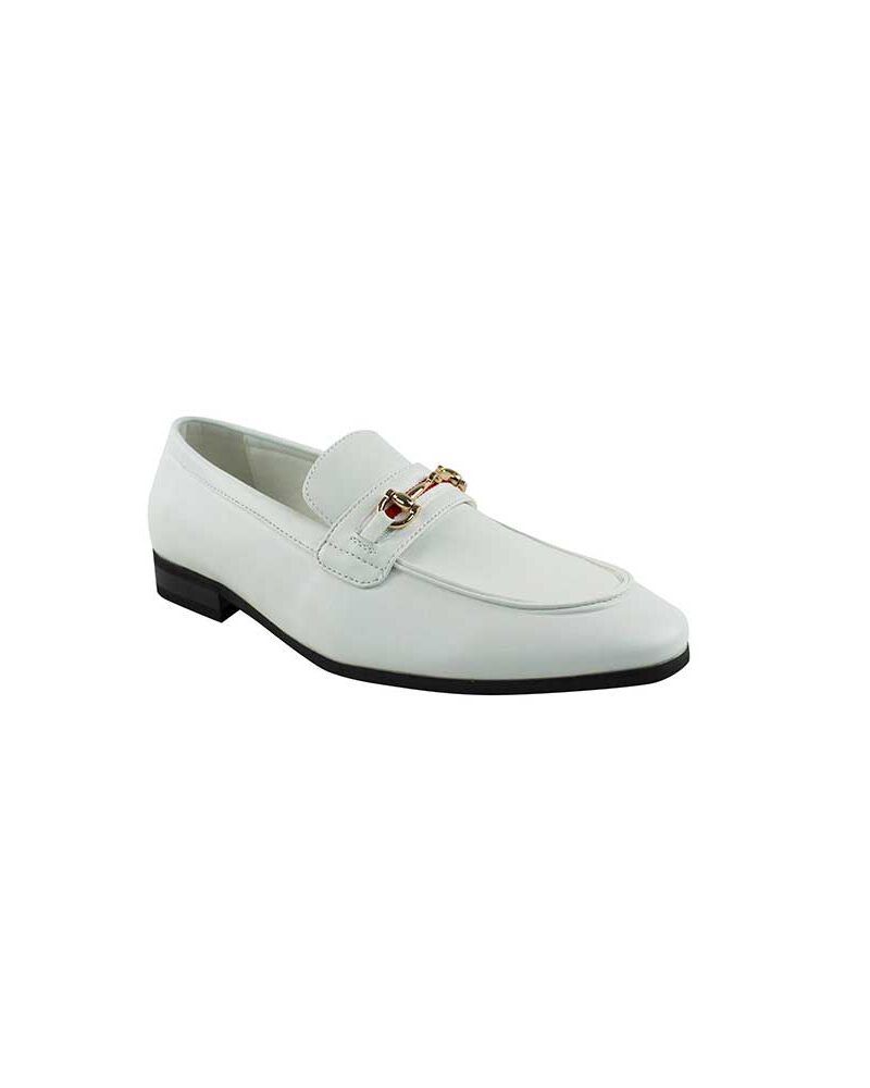 Alternative view of Men's Slip On White Leather Loafers With Buckle