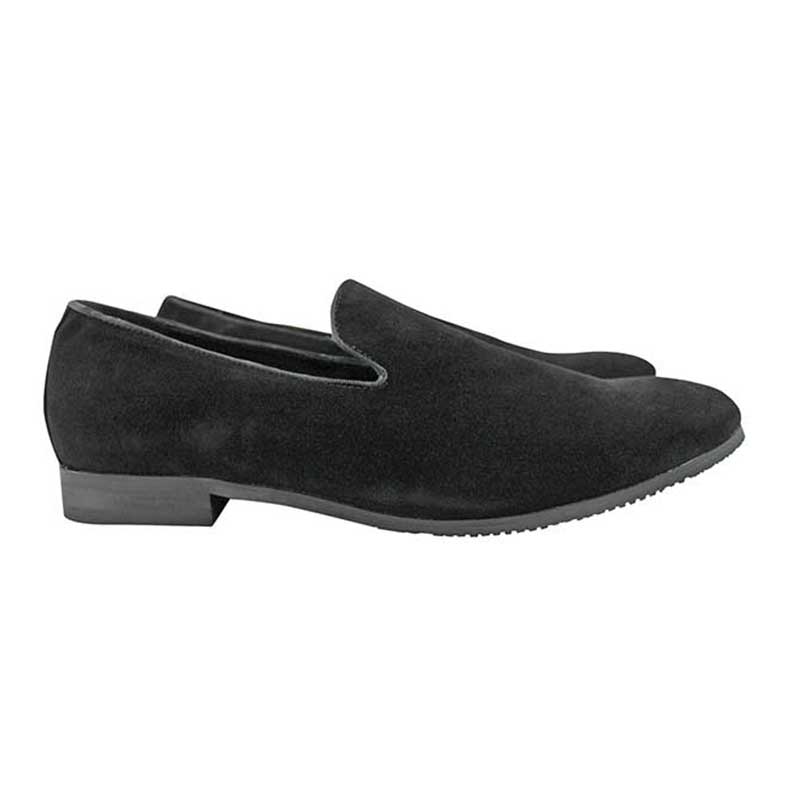 Geunine Suede Plain Black Mens Dress Slip On Loafers