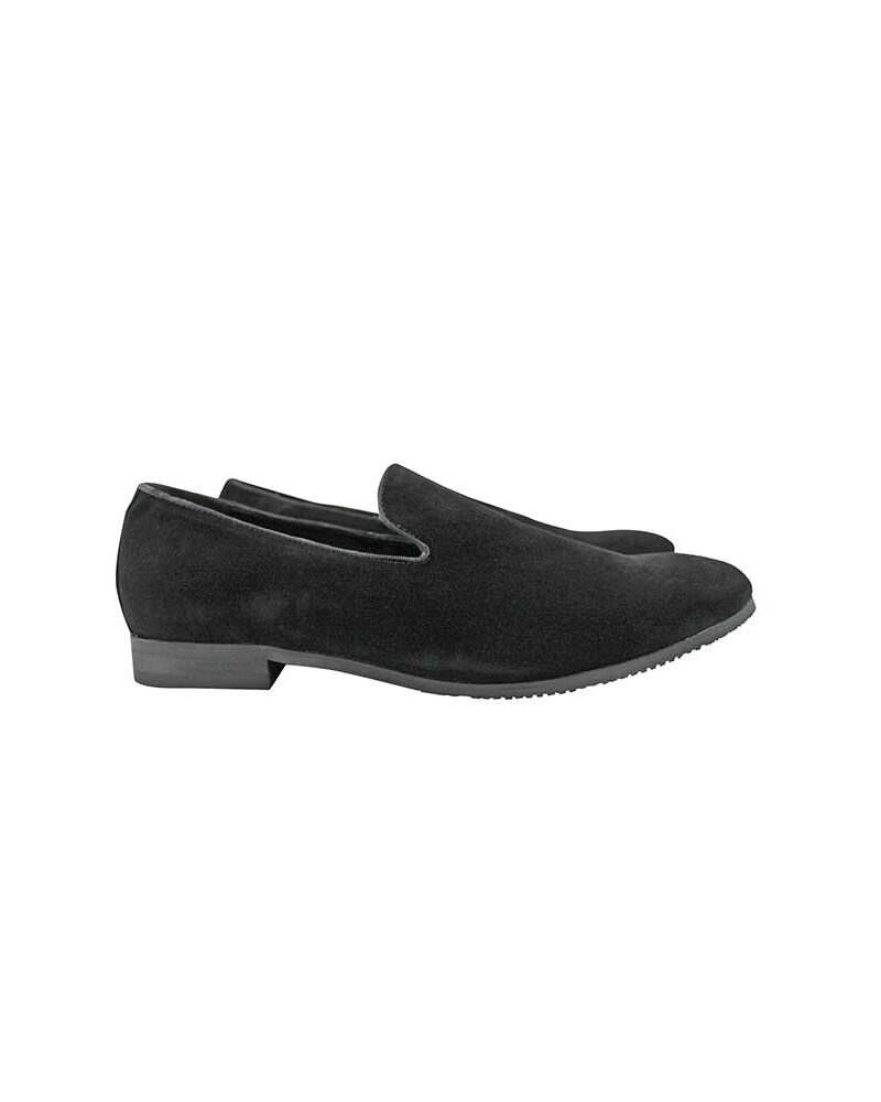 Geunine Suede Plain Black Mens Dress Slip On Loafers