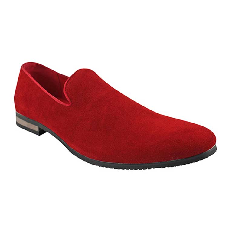 Geunine Suede Plain Red Mens Dress Slip On Loafers - Image 4