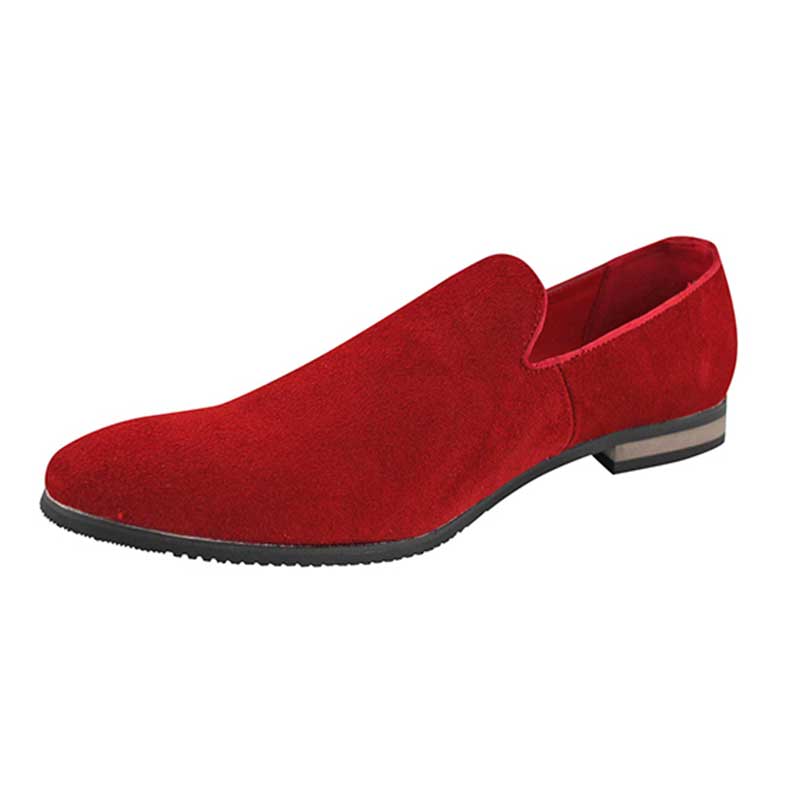 Geunine Suede Plain Red Mens Dress Slip On Loafers - Image 5