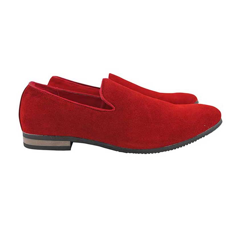 Geunine Suede Plain Red Mens Dress Slip On Loafers