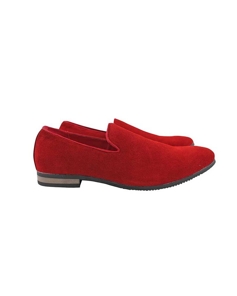 Geunine Suede Plain Red Mens Dress Slip On Loafers