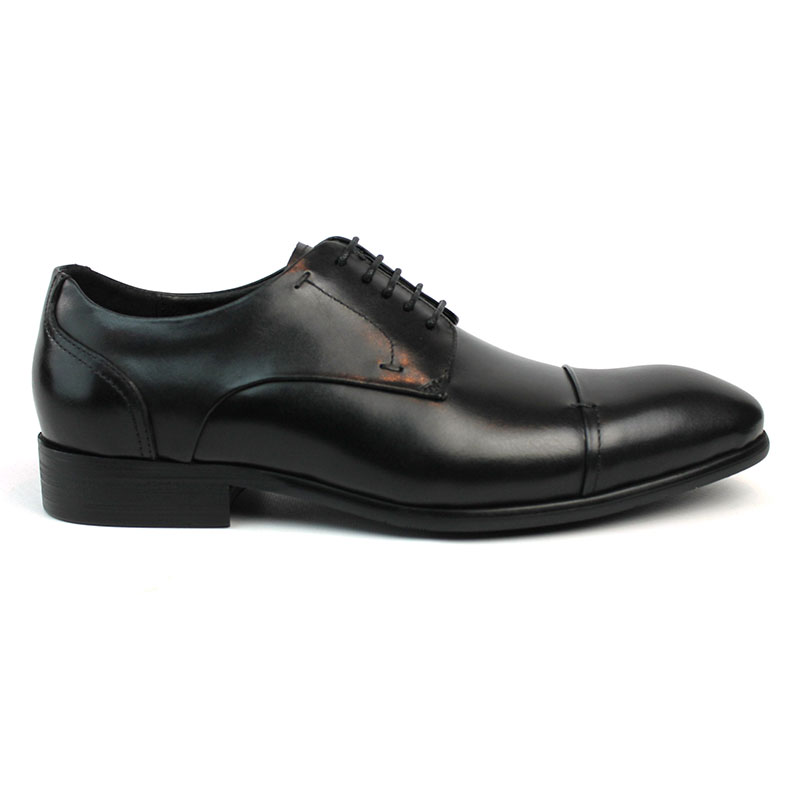Men's Exclusive Genuine Leather Black Cap Toe Lace Up Oxfords Dress Shoes
