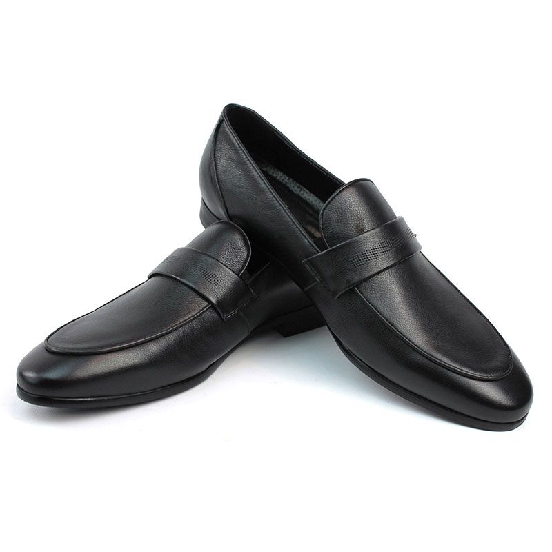 Alternative view of Men's Exclusive Black Genuine Leather Slip On Dress Shoes Loafers