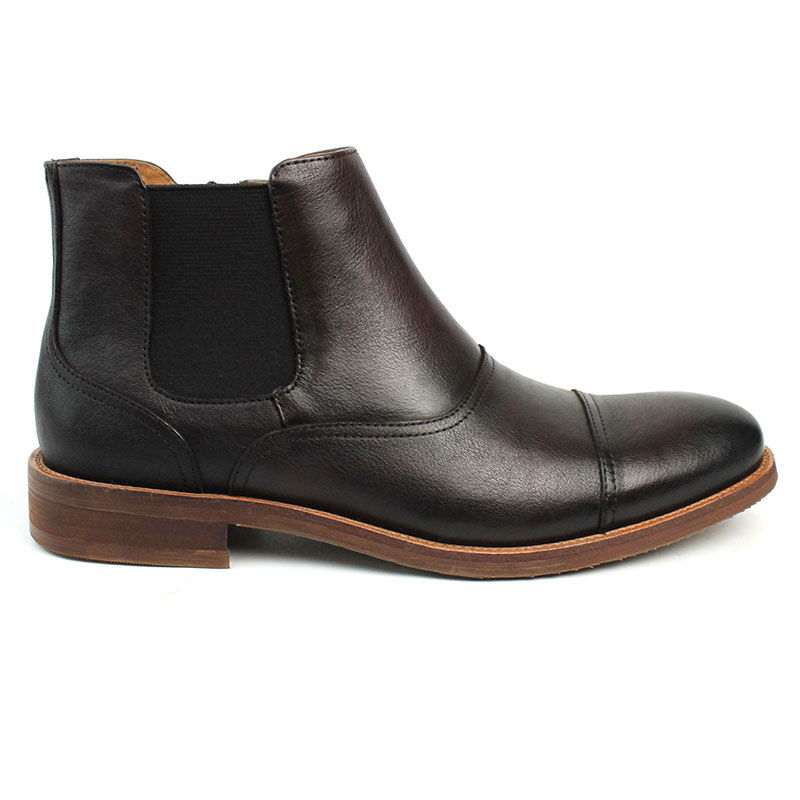 Men's Exclusive Genuine Leather Brown Cap Toe Boots With Zipper