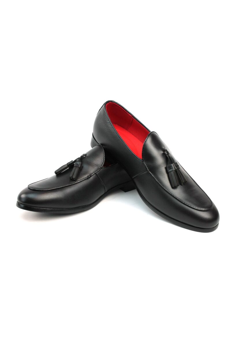 Alternative view of Genuine Leather Black Slip On Loafers With Tassels Shoes