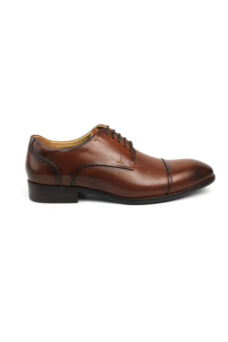 Men's Exclusive Genuine Leather Cognac Cap Toe Lace Up Oxfords Dress Shoes
