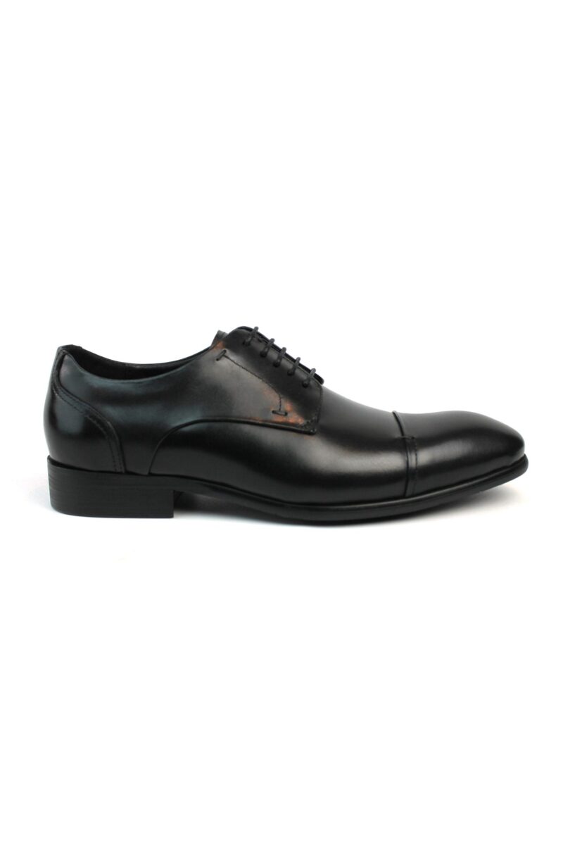 Men's Exclusive Genuine Leather Black Cap Toe Lace Up Oxfords Dress Shoes