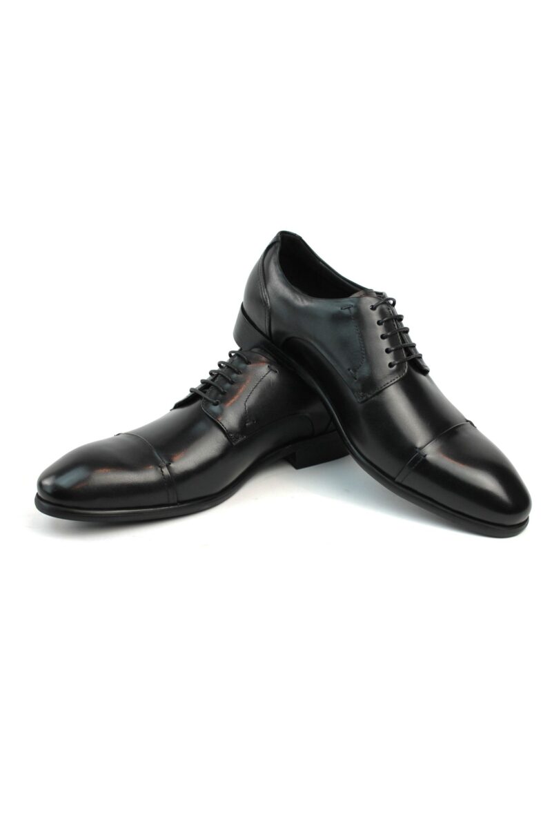 Alternative view of Men's Exclusive Genuine Leather Black Cap Toe Lace Up Oxfords Dress Shoes