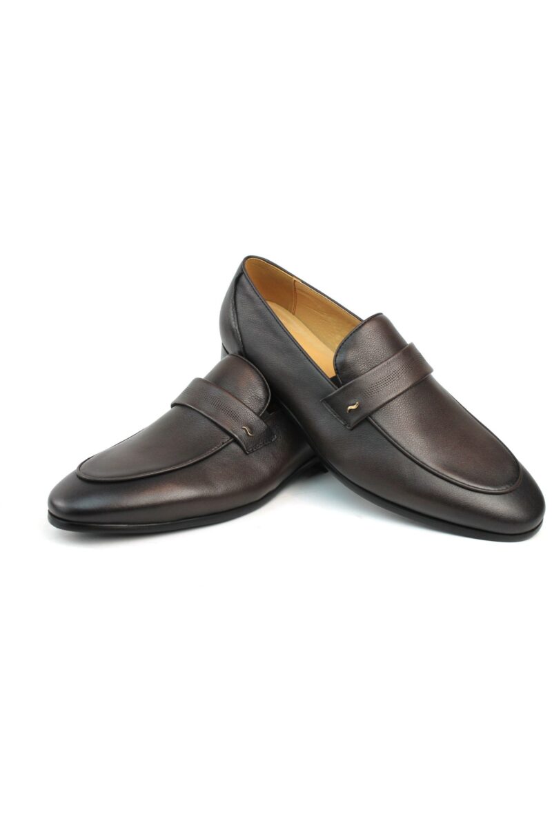 Alternative view of Men's Exclusive Brown Genuine Leather Slip On Dress Shoes Loafers