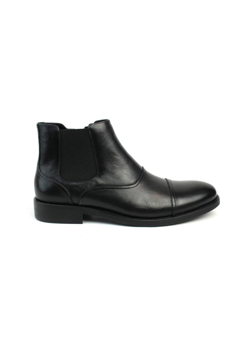 Men's Exclusive Genuine Leather Black Cap Toe Boots With Zipper