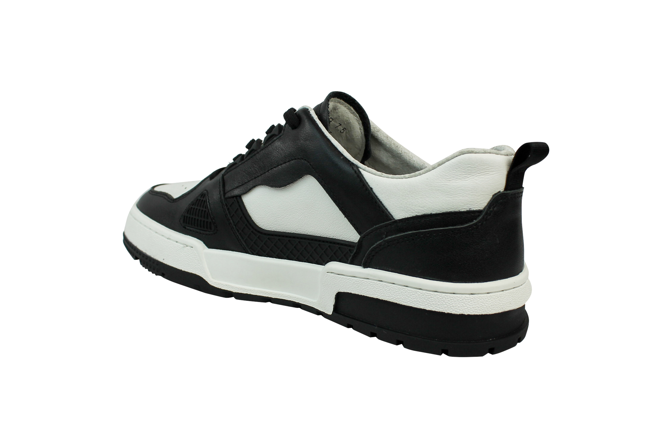 Exclusive Men's Genuine Leather Fashion Suit Sneakers Black & White Shoes - Image 8