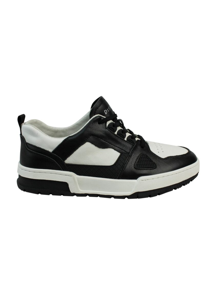 Exclusive Men's Genuine Leather Fashion Suit Sneakers Black & White Shoes