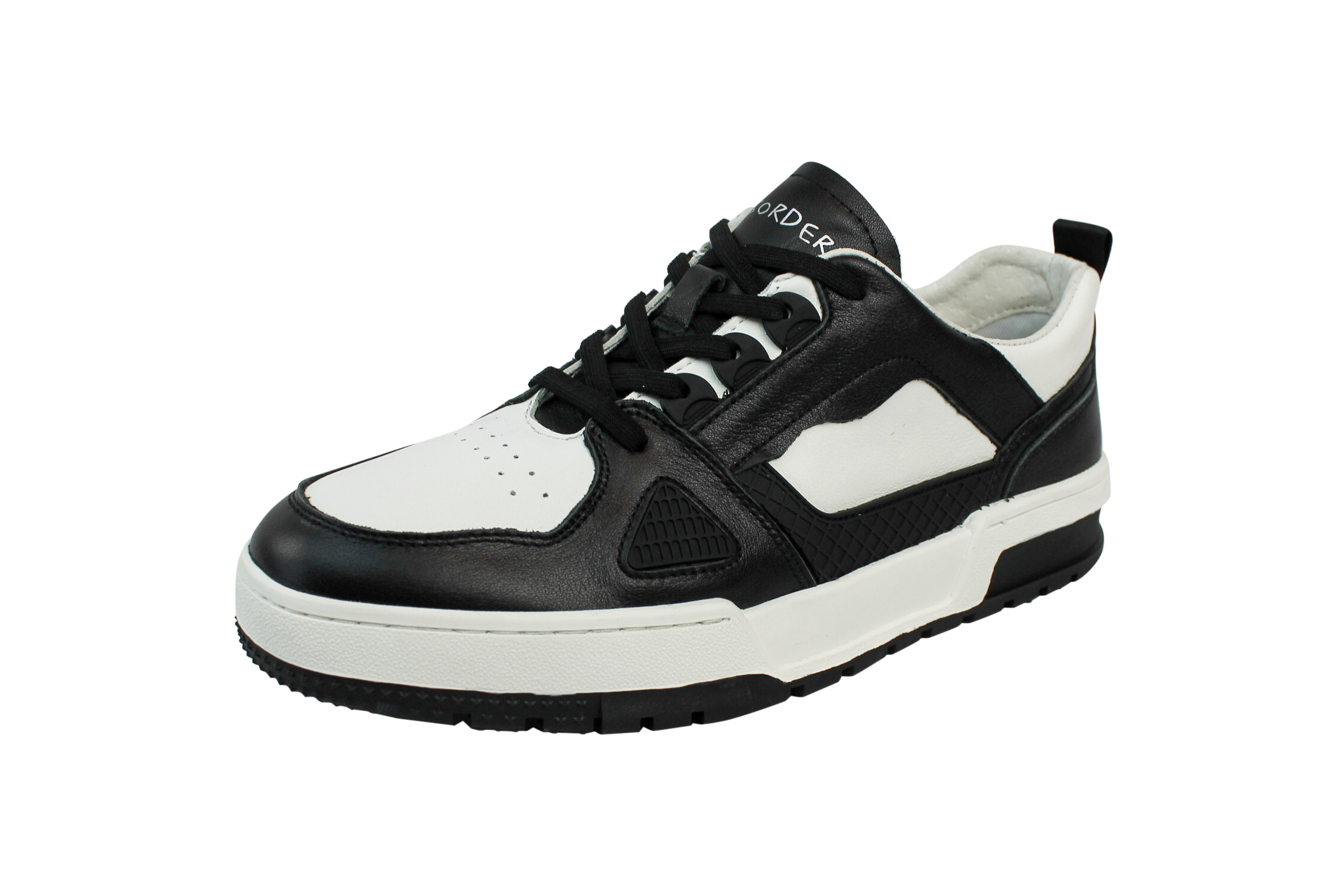 Exclusive Men's Genuine Leather Fashion Suit Sneakers Black & White Shoes - Image 5