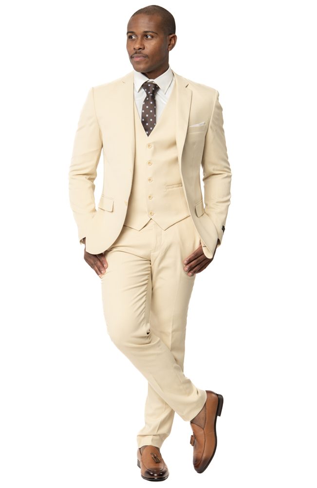 Slim Fit Men Suit 2 Button Slate Grey Micro Textured Notch Lapel 11812 AZAR  MAN