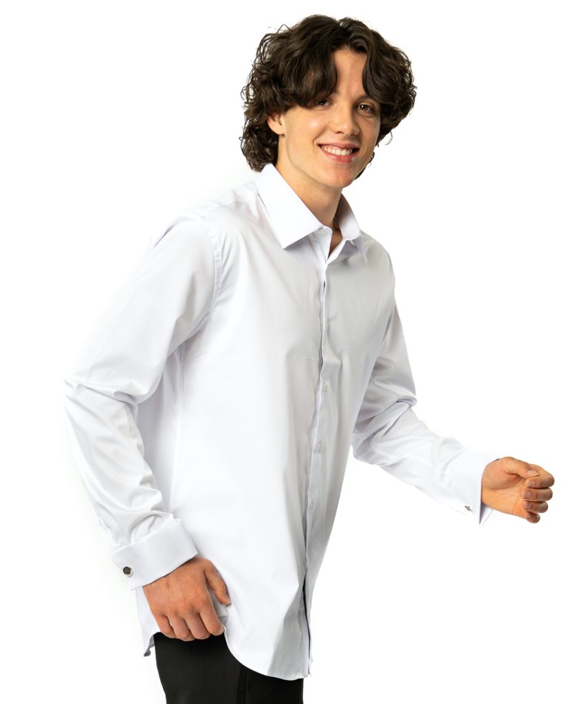 Tailored Slim Fit Solid White French Cuff Spread Collar Stretch Cotton ...