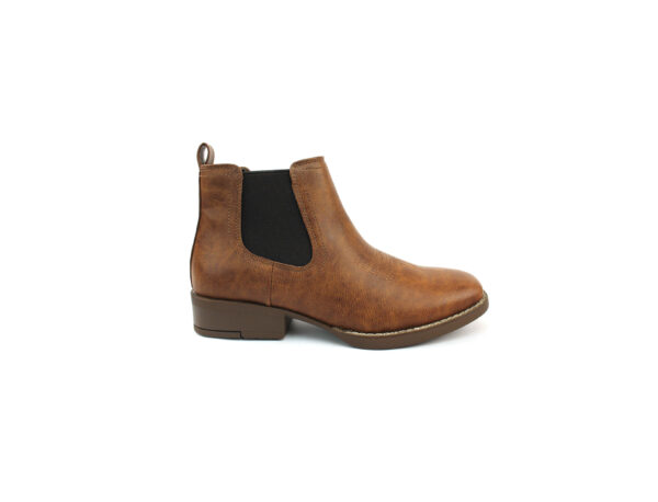 Mens Brown Western Chelsea Cowboy Ankle Boots Square Toe Pull On Leather Block Heel
