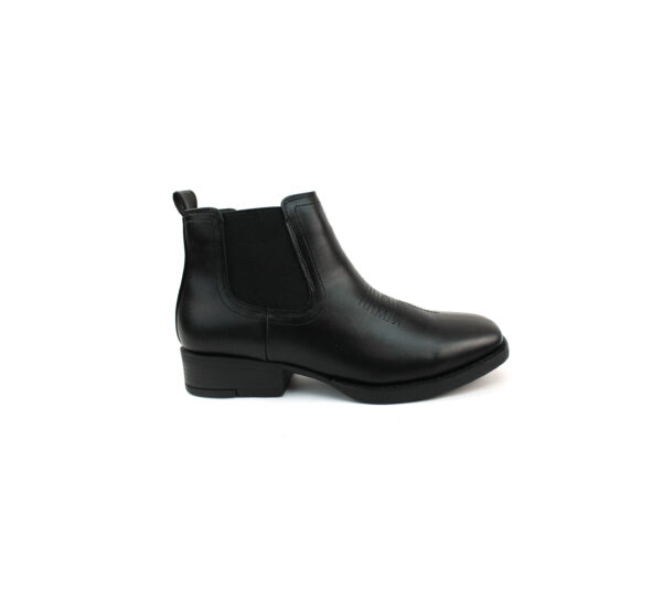 Mens Black Western Chelsea Cowboy Ankle Boots Square Toe Pull On Leather Block Heel