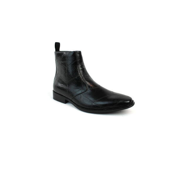 Mens Black Snake Print Chelsea Ankle Boots Almond Toe Side Zipper Formal Causal Block Heel - Image 3