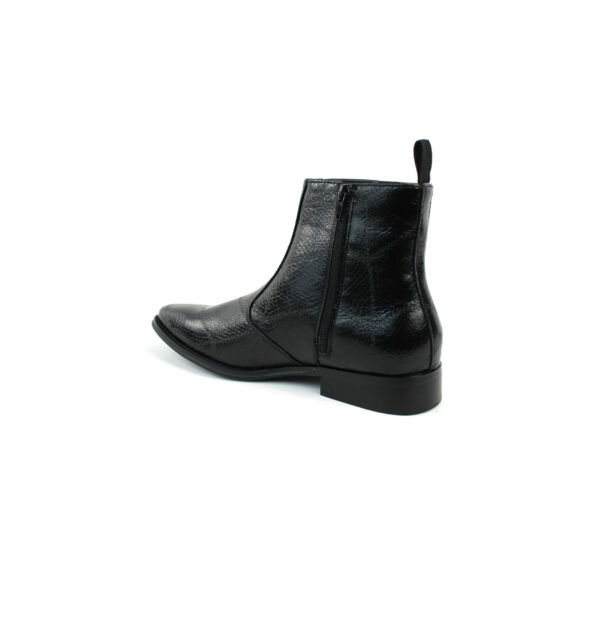 Mens Black Snake Print Chelsea Ankle Boots Almond Toe Side Zipper Formal Causal Block Heel - Image 2