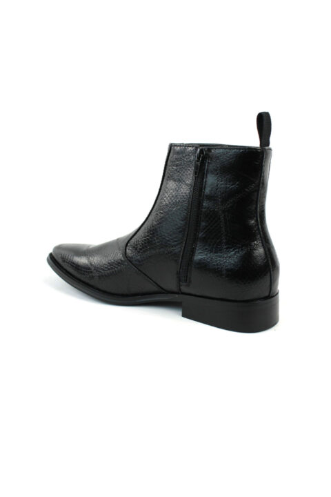 Alternative view of Mens Black Snake Print Chelsea Ankle Boots Almond Toe Side Zipper Formal Causal Block Heel