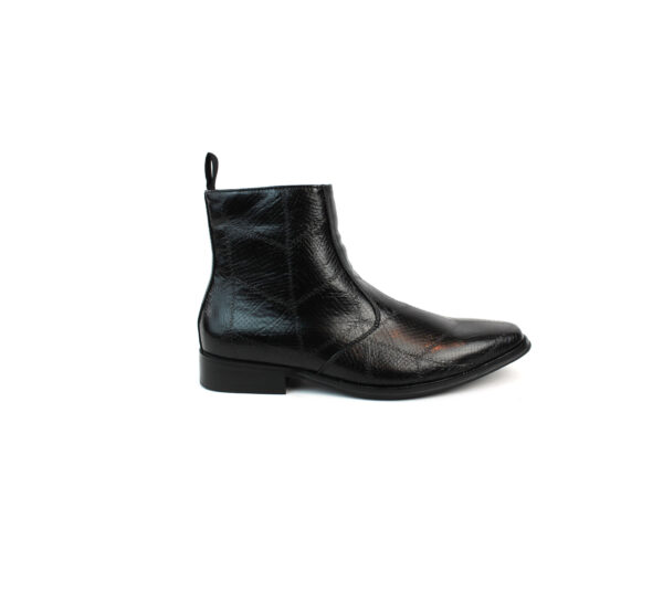 Mens Black Snake Print Chelsea Ankle Boots Almond Toe Side Zipper Formal Causal Block Heel