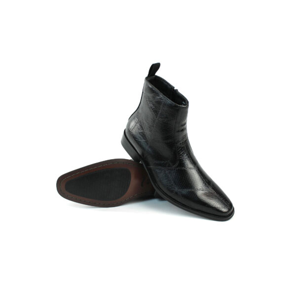 Mens Black Snake Print Chelsea Ankle Boots Almond Toe Side Zipper Formal Causal Block Heel - Image 5