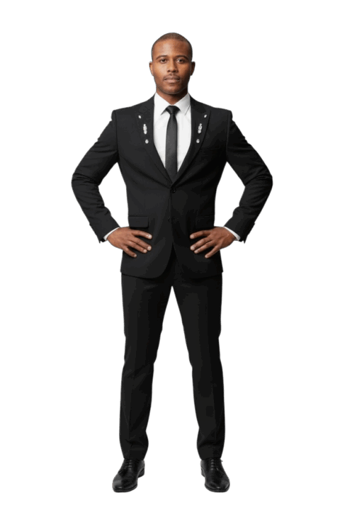 Alternative view of Slim Fit Mens Crystal Embellished Peak Lapel Black Suit 9936