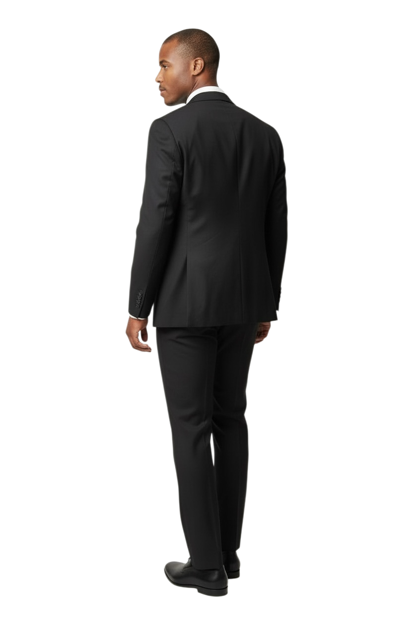 Slim Fit Mens Crystal Embellished Peak Lapel Black Suit 9936 - Image 7