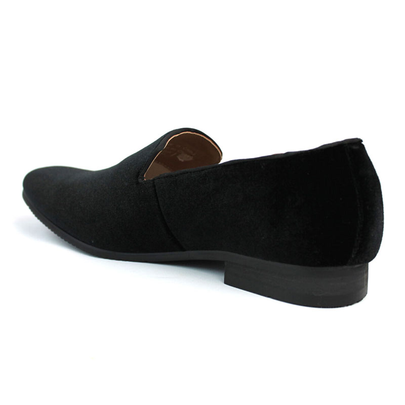 Men's Slip On Black Velvet Dress Loafers With Silver Rhinestone Stars - Image 4