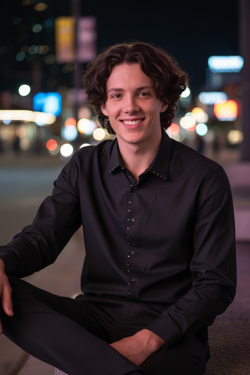 Slim Fit Men's Black Dress Shirt Handmade Silver Studs Rhinestone Design - Image 4